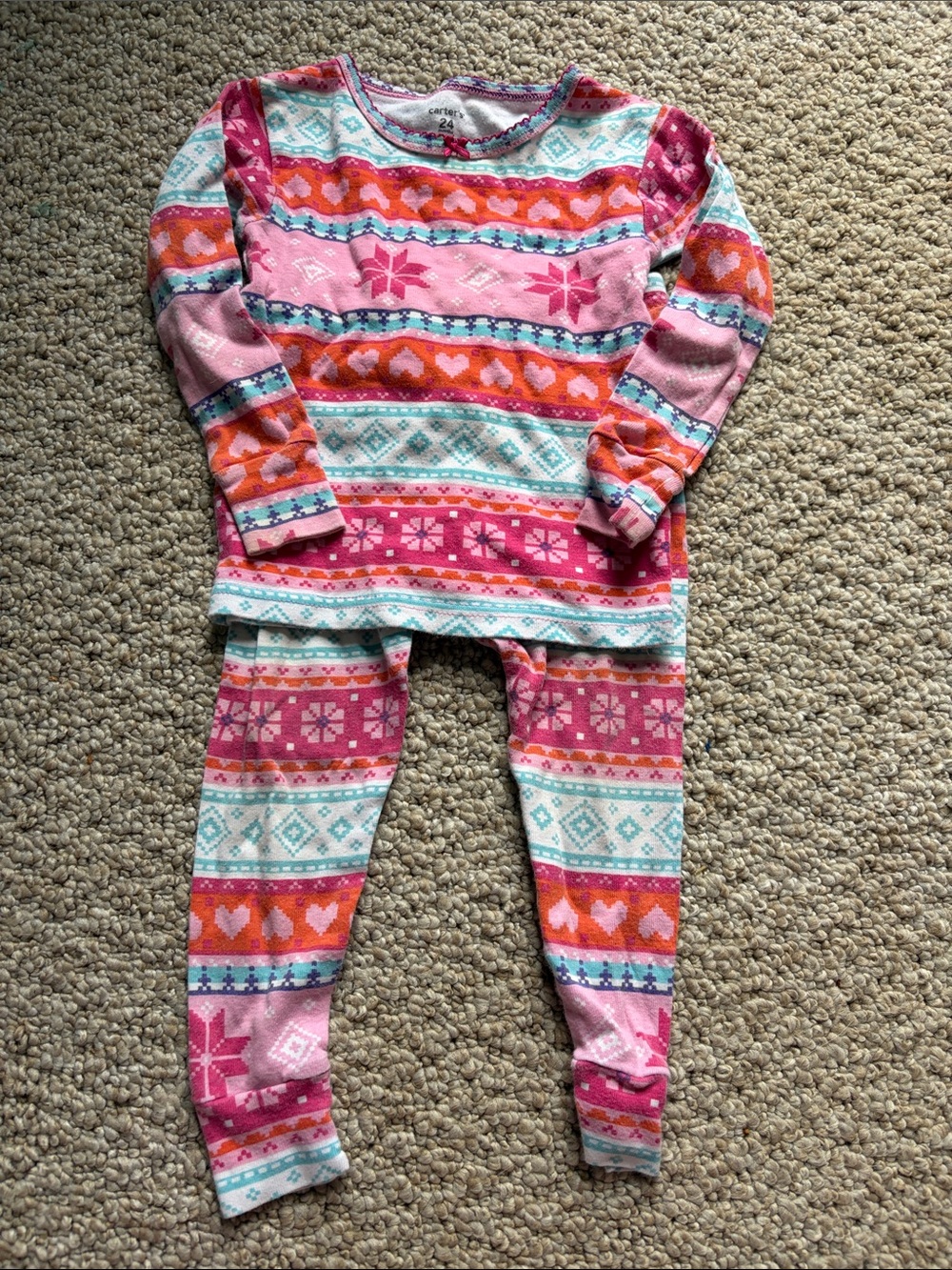 Carter's Pink, Aqua & Purple Fair Isle Pajama Set